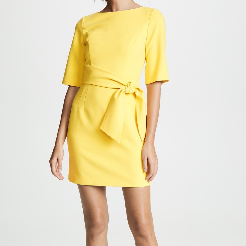 Alice + Olivia Virgil Boatneck Dress Canary NWT 0